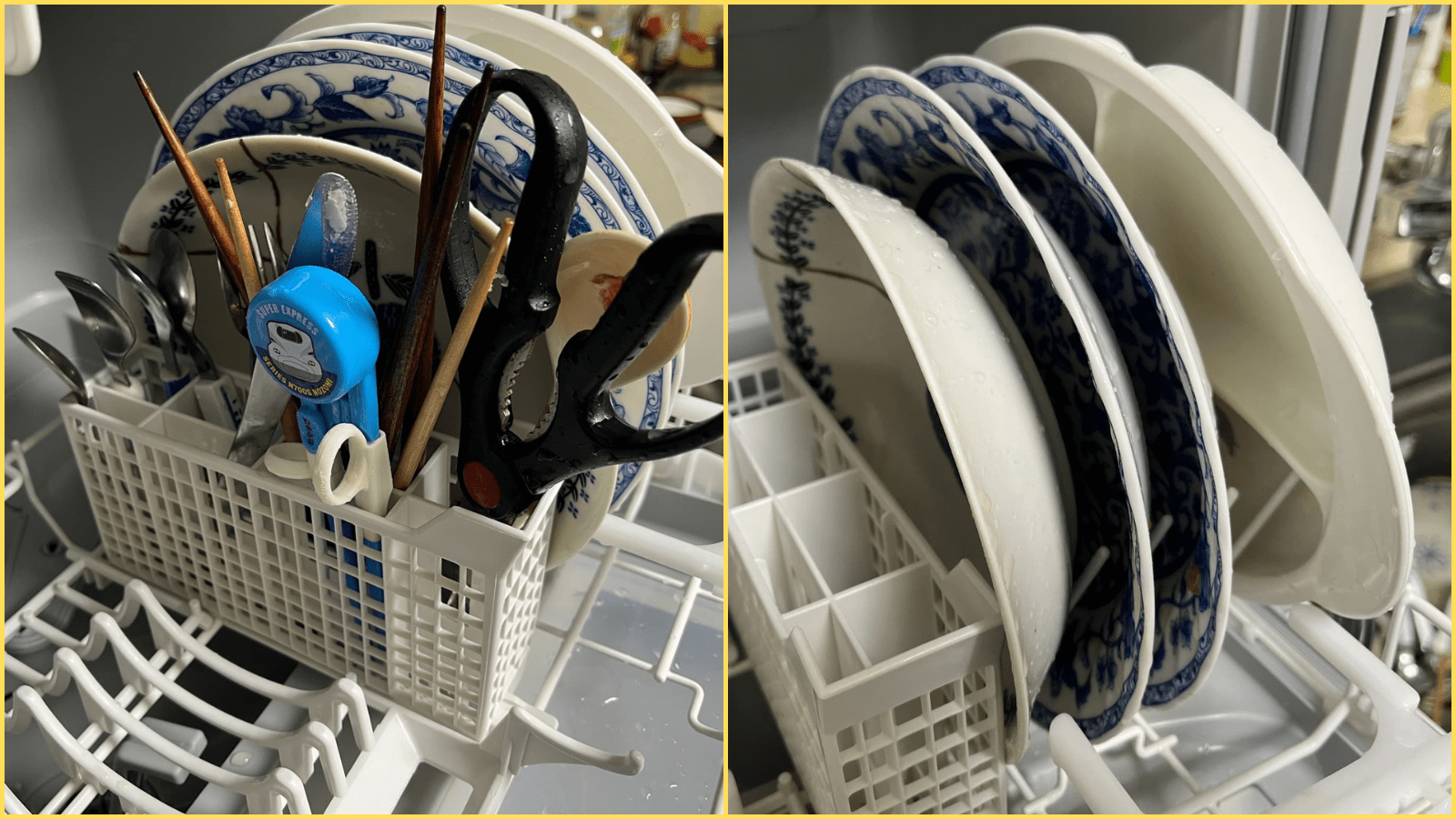 食洗機にカトラリーを並べた様子